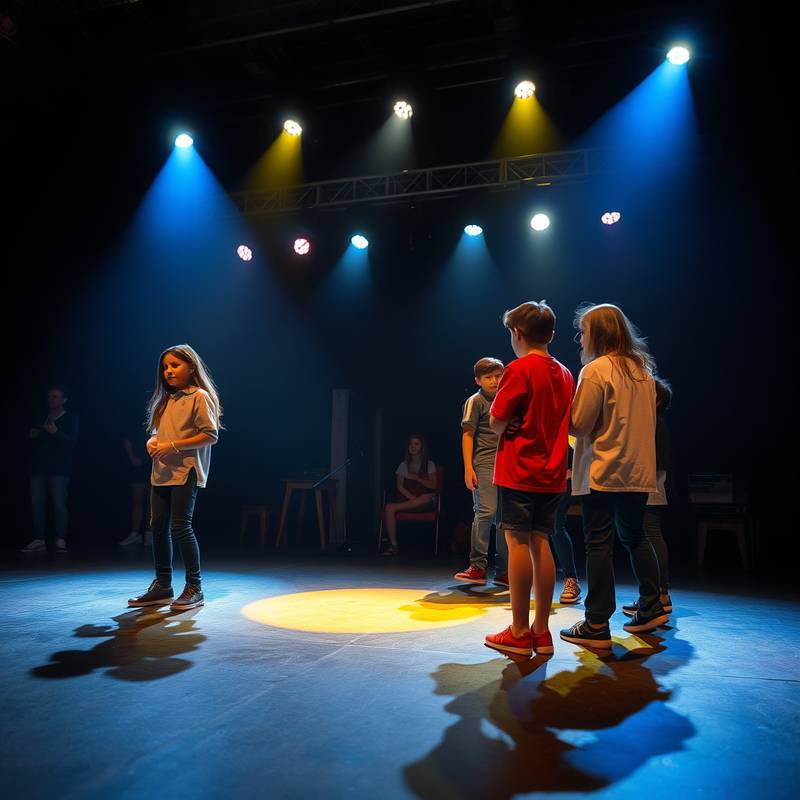 Estudiantes actuando en el escenario