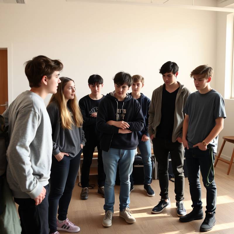 Jóvenes actores ensayando